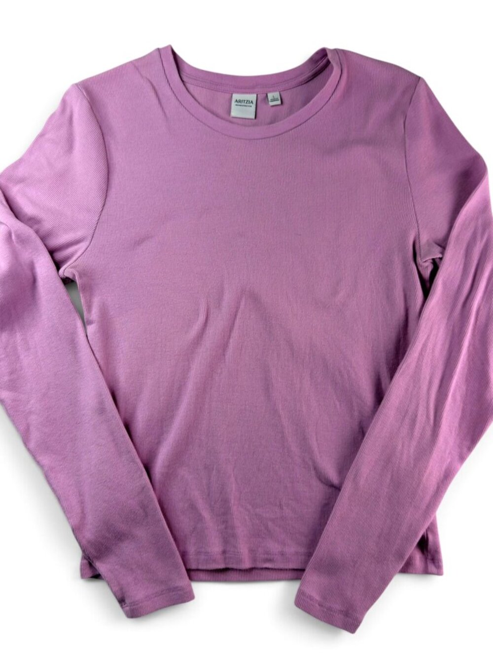 aritzia homestretch rib solo long sleeve top villa pink size large
